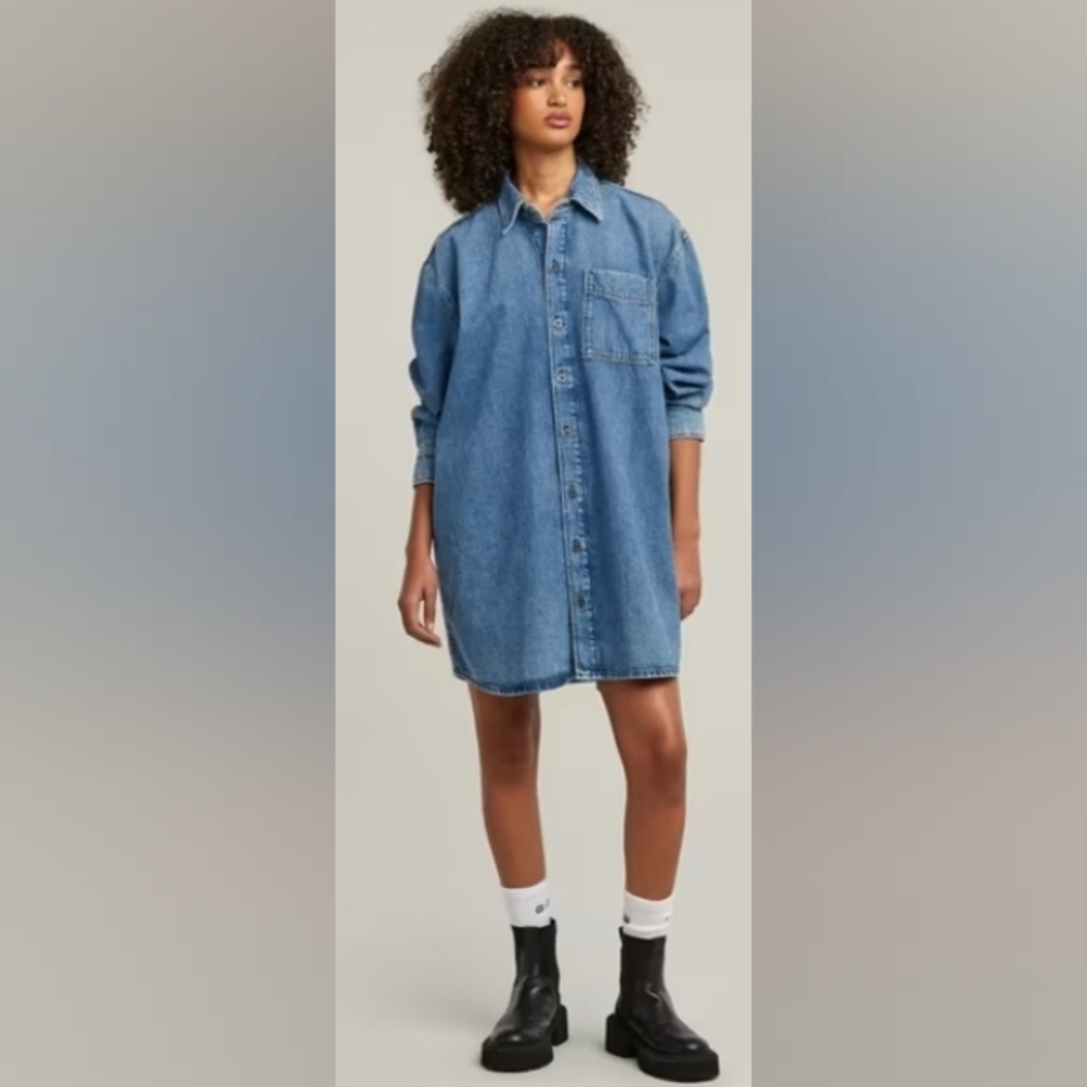 G Star Raw Oversized Denim Dress In Size Large.